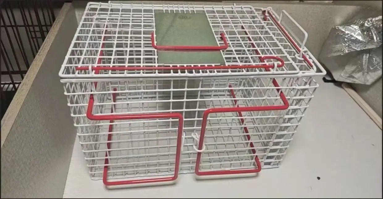 Durable White Cat Restraint Cage, Pet Grooming Restraint Crate for Cat Care, Bathing and Handling