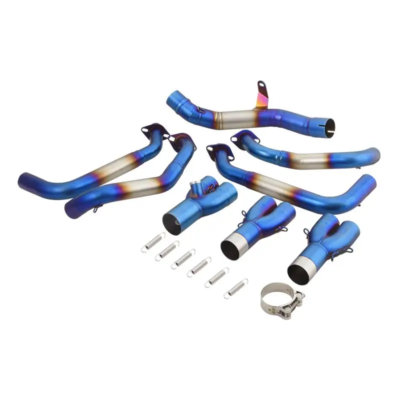 Slip On For Kawasaki Z900 A2 2018-2024 Z900 A2 70KW 35KW Motorcycle Exhaust System Blue Front Link Pipe 50.5mm Stainless Steel image 3