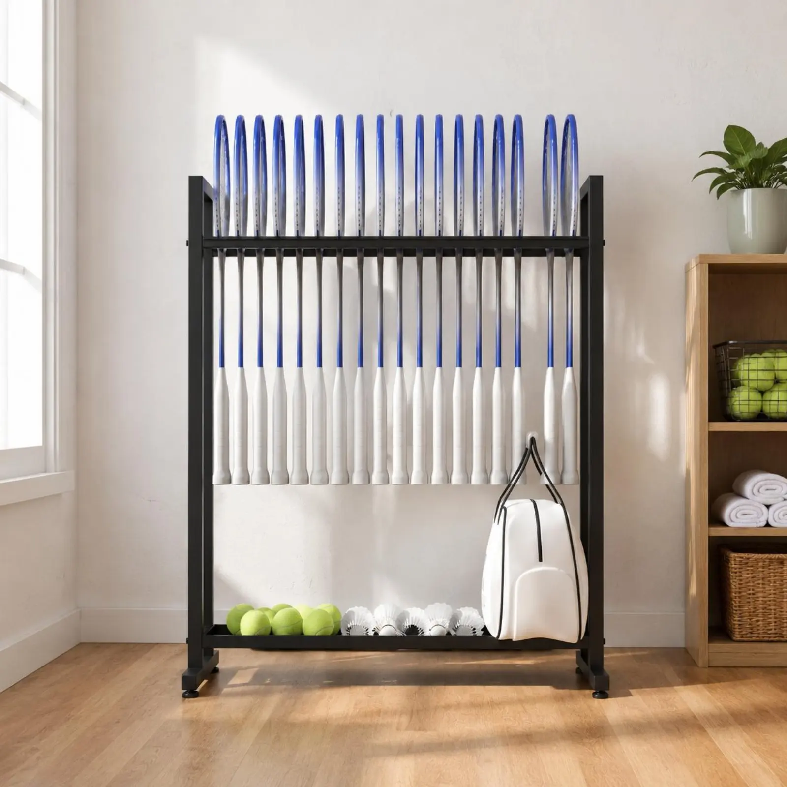 

Badminton Racket Stand Carbon Steel Badminton Racket Rack Storage Furniture Baked Paint Finish Sturdy Metal