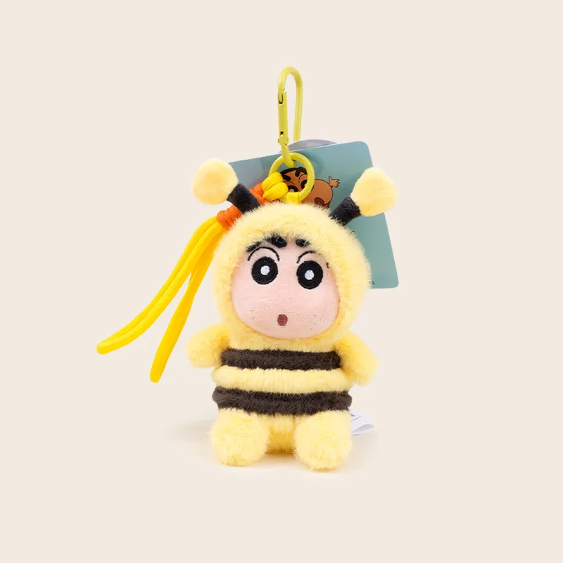 Miniso Crayon Shin Chan Plush Keychain Kawaii Student Backpack Pendant Cartoon Cross Dressing Plush Doll Toy Children Gift