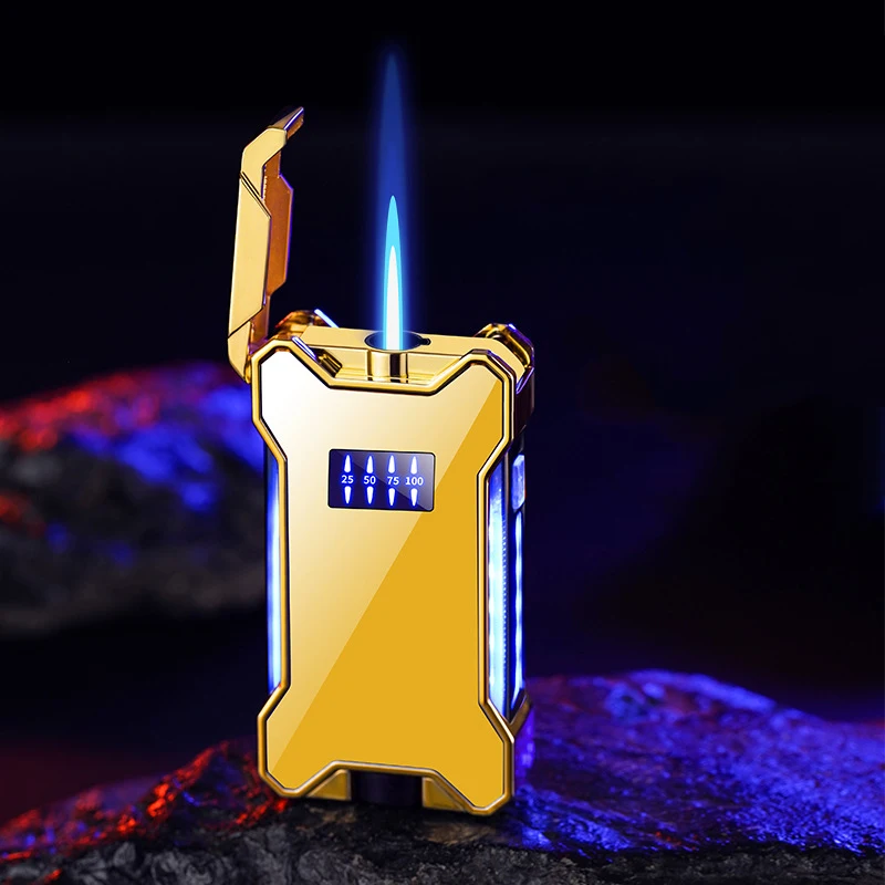 New Mecha Cool LED Colorful Light Type-c Charging USB Electric Lighter Metal Outdoor Windproof Portable Lighter Cigar Men\'s Gift