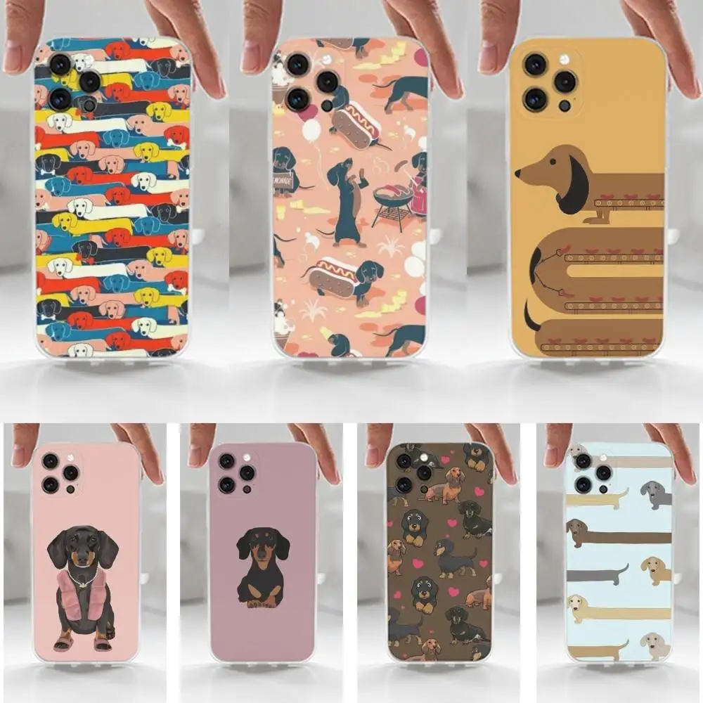 

S-Sausage Dog D-Dachshund Phone For iPhone 16,15,14,13,12,11 Plus,Pro,Max,XR,XS,X,7,8 Plus,SE,Mini,Transparent,Silicone Case
