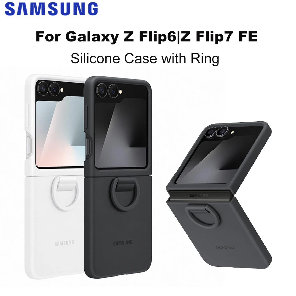 

Оригинальный силиконовый чехол SAMSUNG Galaxy Z Flip7FE Z Flip6 с кольцом для Z Flip6 со встроенным кольцом, защитный чехол, противоударный