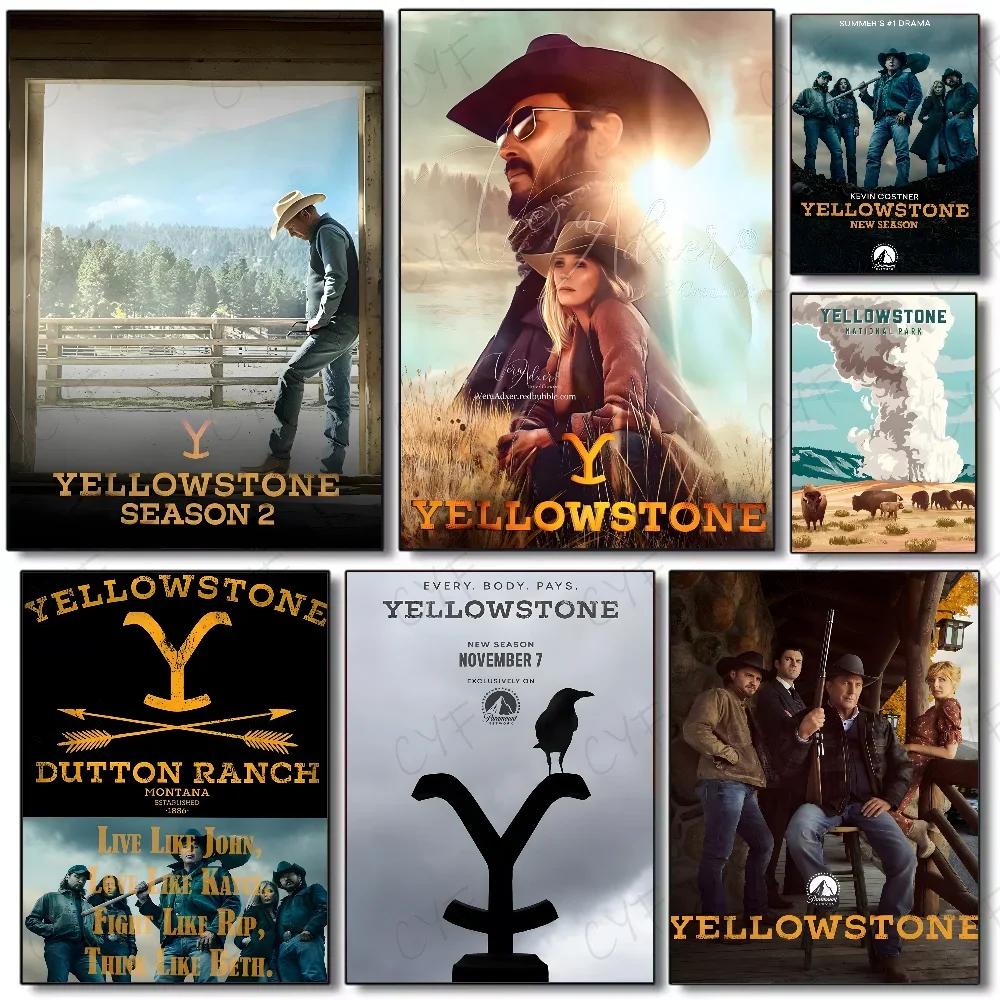 Popular TV Drama Yellowstone Retro Poster Canvas Painting Modern Home Living Room Bedroom Bar Aesthetic Decoration Wall Art Gift