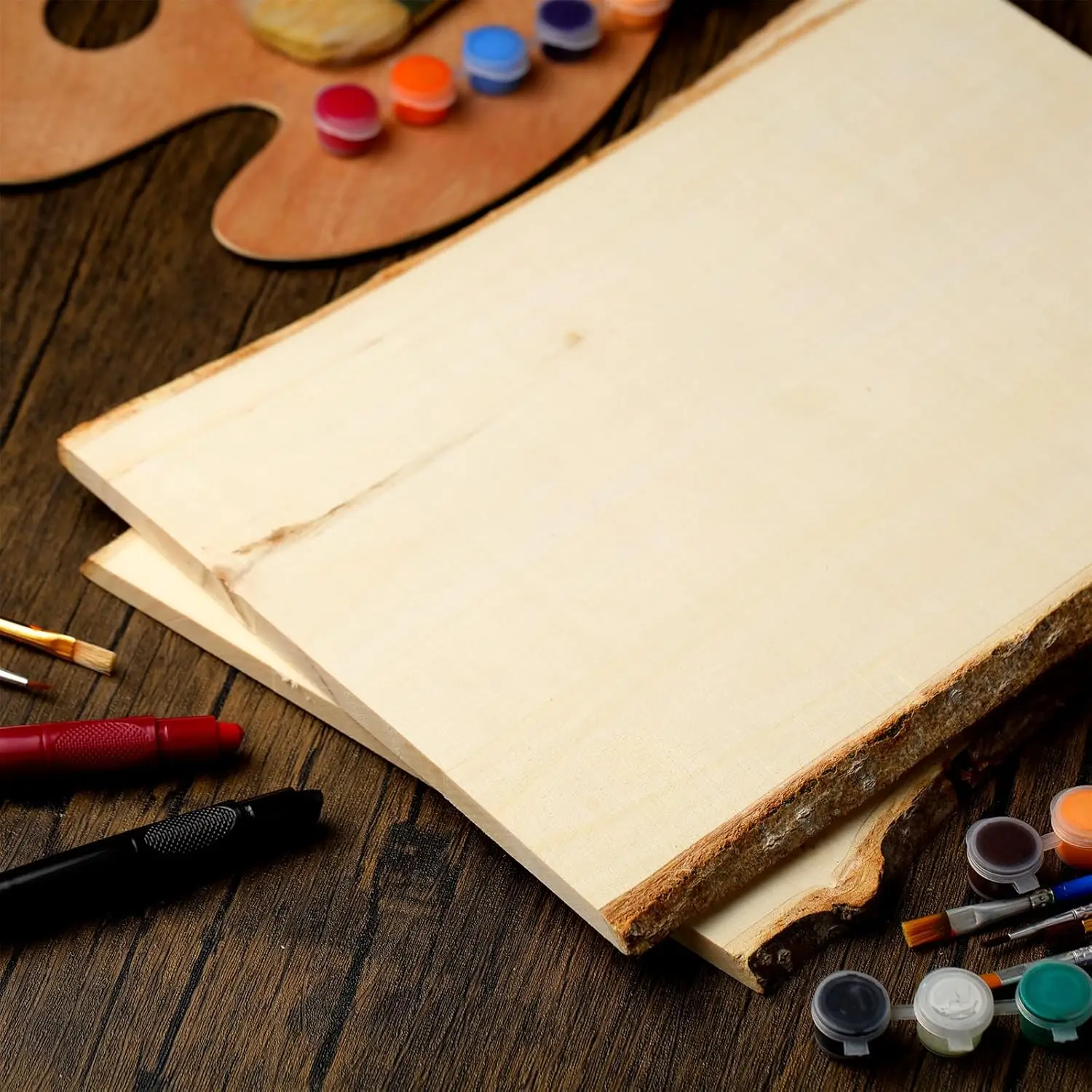 6 Unfinished Hollow Live Edge Wood Slabs for DIY Crafts, Rustic Home Decor, Weddings (13x9-11 Inch)