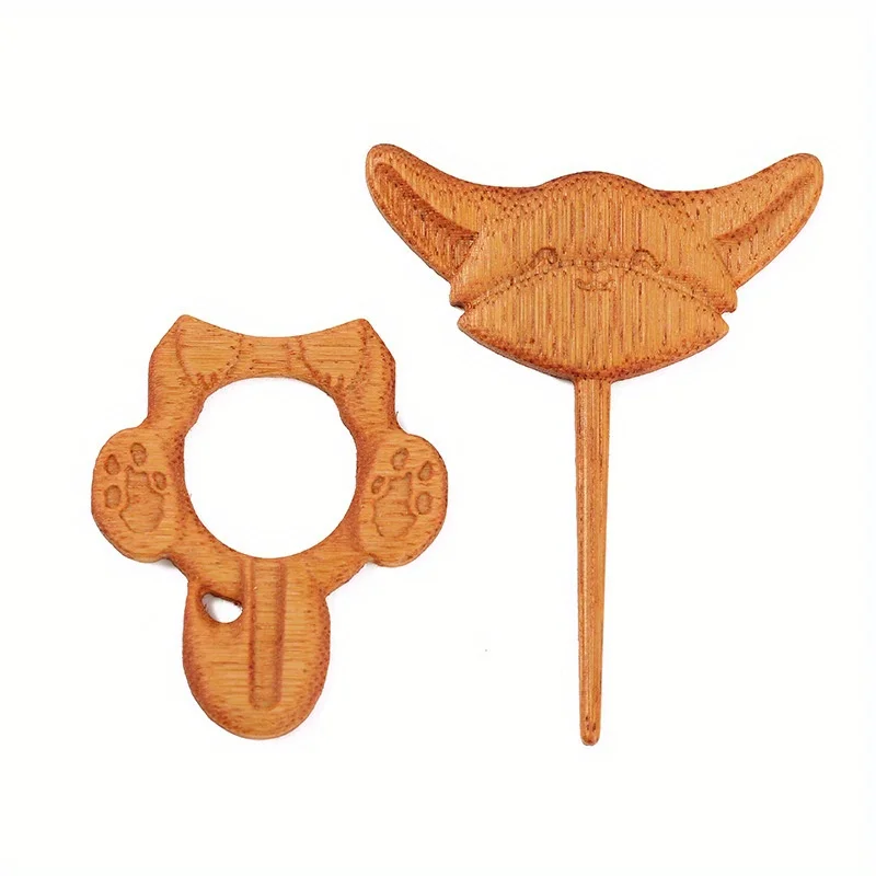 1PC Cute Cat Winter Sweater Scarf Fixed Buckle - Wooden Brooch Cat Decorative Fixed Buckle