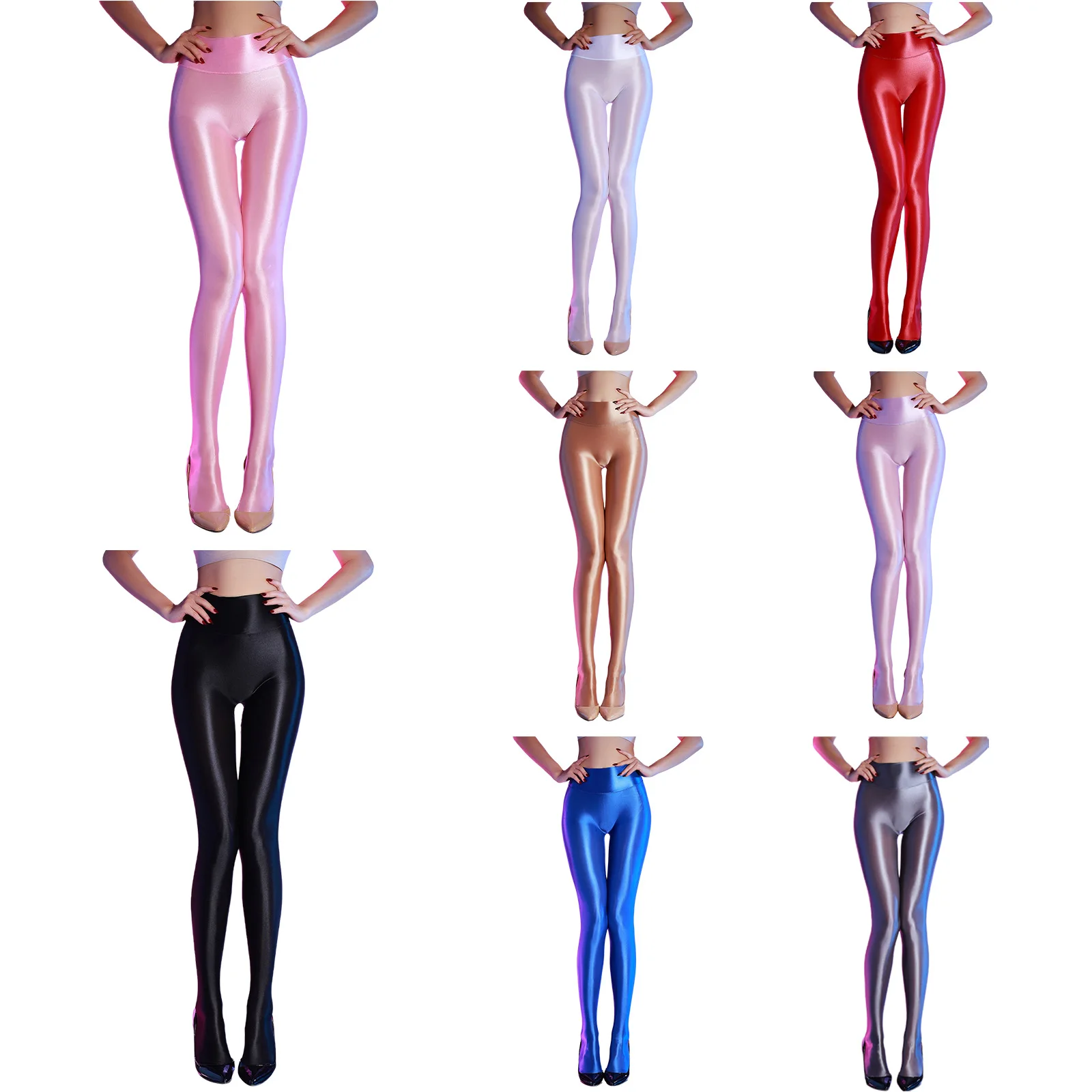 النساء 1 قطعة جوارب طويلة لامعة طماق عالية الخصر سليم صالح القدمين سباركلي الجوارب سلس لامعة الرقص الإكسسوارات طماق جوارب طويلة #6