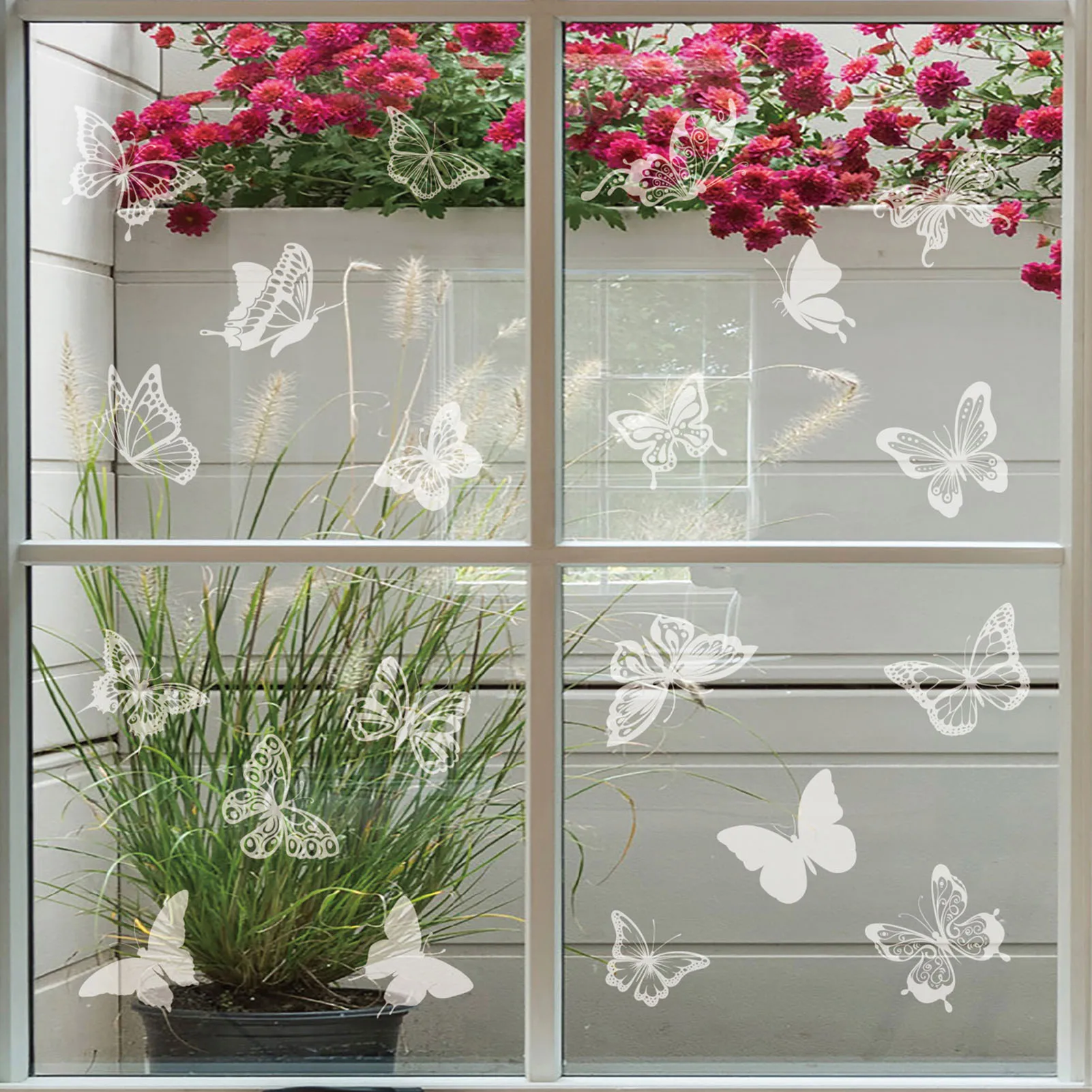 4 Sheets Anti-Collision Window Stickers DIY Leaves Theme Window Clings Removable PVC Glass Stickers for Bird Strikes