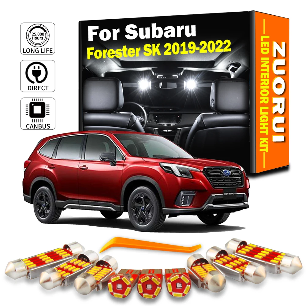 ZUORUI 10 Pz Per Subaru Forester SK 2019 2020 2021 2022 LED Interno Parasole Tronco Mappa Cupola Luce Kit Numero di Auto targa lampadine