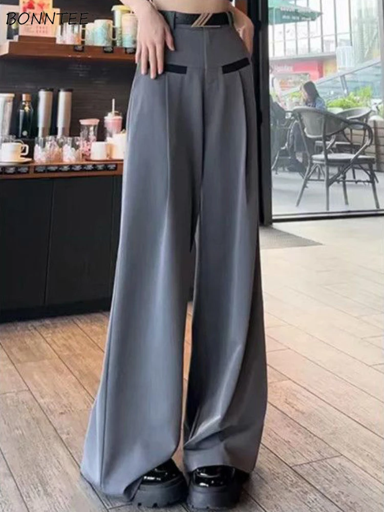 

Pants Women Loose Streetwear Leisure Simple Floor Length Comfortable Design All-match Attractive Popular Daily Wide Leg Ulzzang