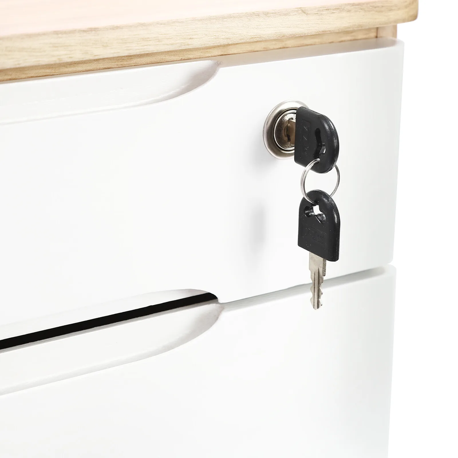 منظم صندوق تخزين مكتبي خشبي بطبقتين مع أدراج قابلة للقفل للمكتب والمنزل