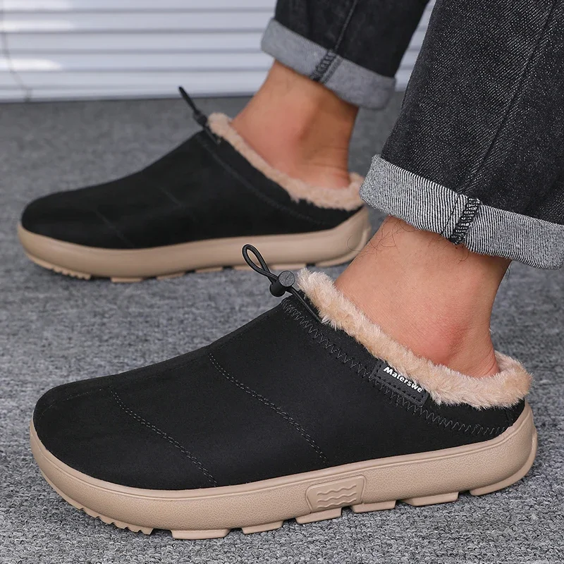 Herren-Baumwoll-Hausschuhe, Winter-Fleece-Futter, warme Birkenshoes, lässige Indoor- und Outdoor-Schuhe, rutschfeste Baumwollschuhe mit abgedeckter Ferse für den Heimgebrauch – Detail 9