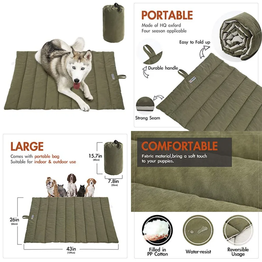 

Outdoor Dog Bed, Waterproof, Washable, Size, Durable, Water Resistant, Portable and Camping Travel Pet Mat