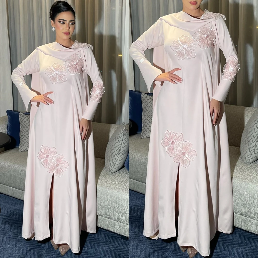 

Customized Exquisite Jersey Evening Dress Classic Sweep Train Cocktail Dress Fashion Long Sleeves Special Occasion Gowns