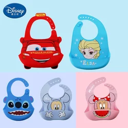Disney Mickey Minnie Baby Eating Bib Kawaii Cartoon Stitch Elsa Super Soft Silicone Infant Waterproof Rice Bib Kid Birthday Gift