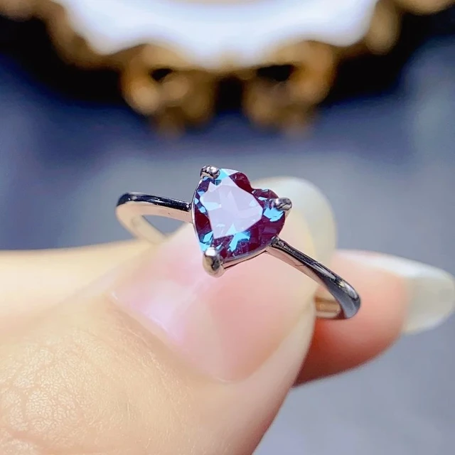 Alexandrite buy with Cubic Zirconia Accents 925silver Heart Shaped Ring