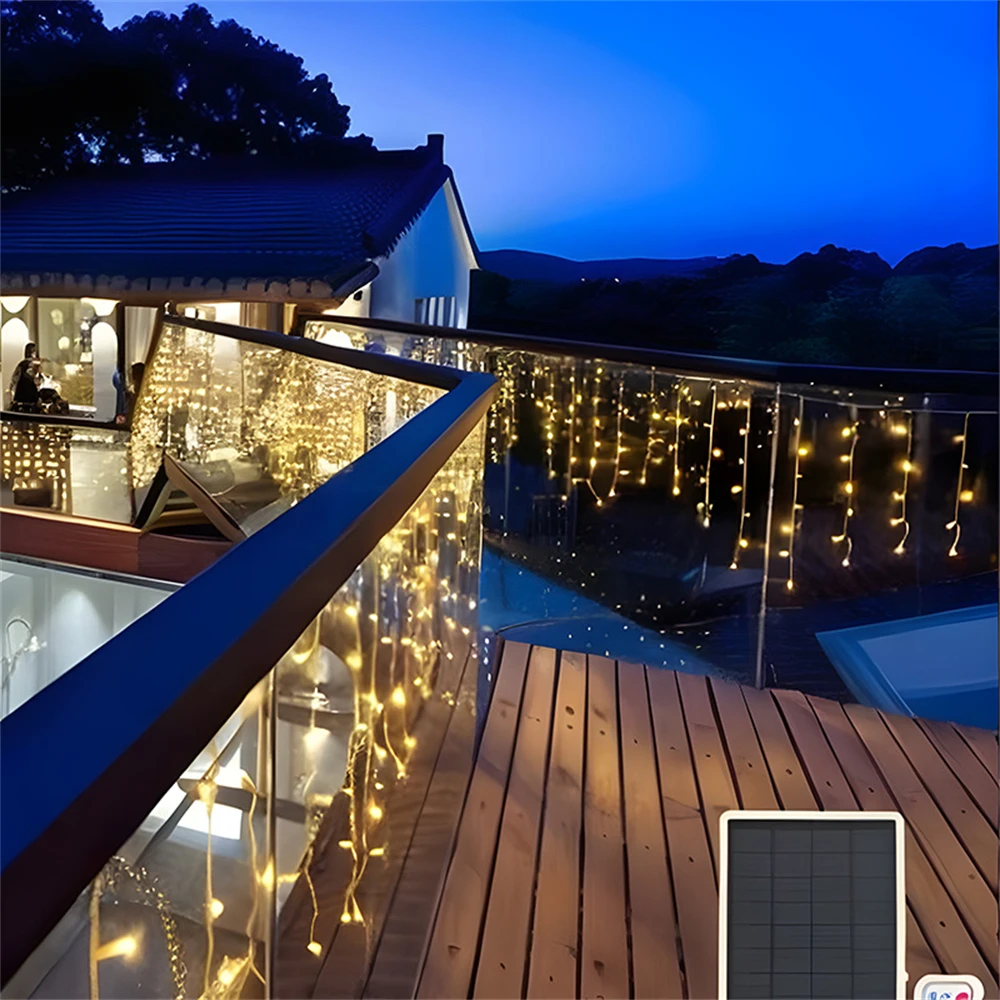 Imagem -05 - Outdoor Led Icicle Curtain String Lights Garland de Rua Decoração de Jardim Beirais Decoração de Natal Droop 0.40.6m 10m