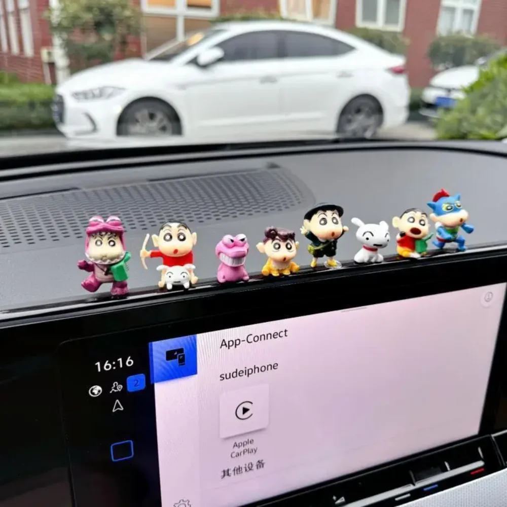 8 قطعة/المجموعة تلوين شين تشان الكرتون سيارة الحلي اللعب Kawaii البسيطة أنيمي عمل أرقام الفردية مركز وحدة التحكم الزخرفية #4