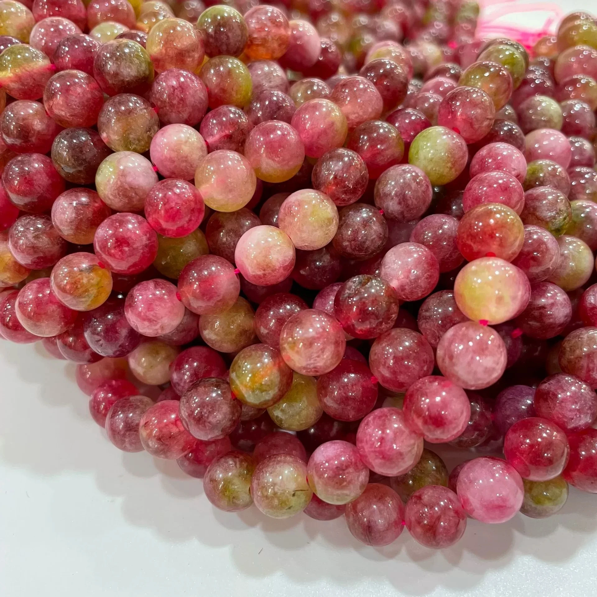 6/8/10mm ottimizza anguria tormalina pietra naturale perline sparse rotonde per la creazione di gioielli accessori collana braccialetto fai da te