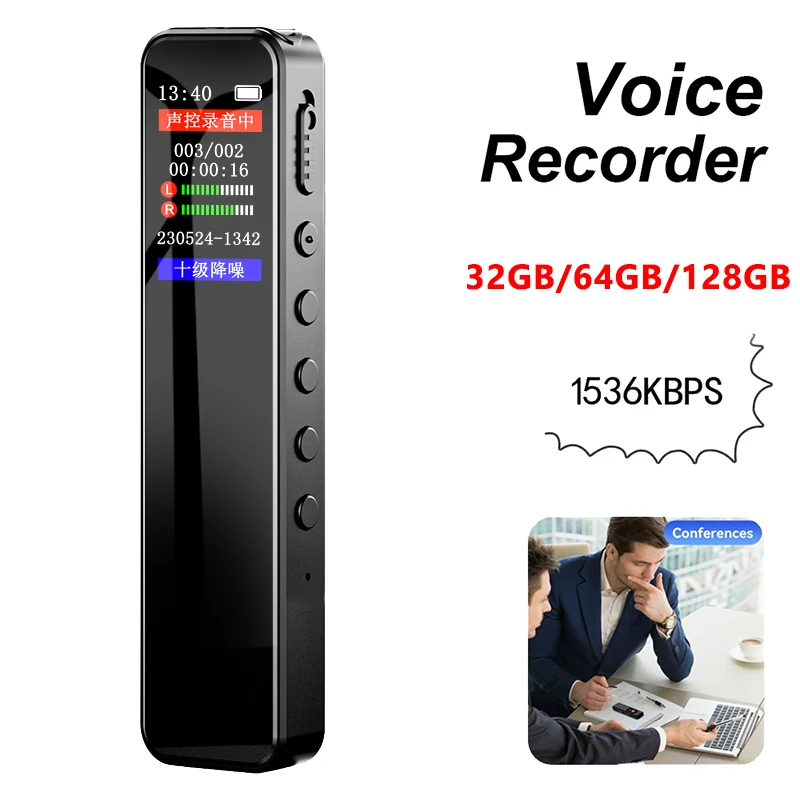 Portable Digital Voice Recorder Colored Screen MP3 Music Player With Mic,Timed Recorder With 1536Kbps Audio Recording For Work