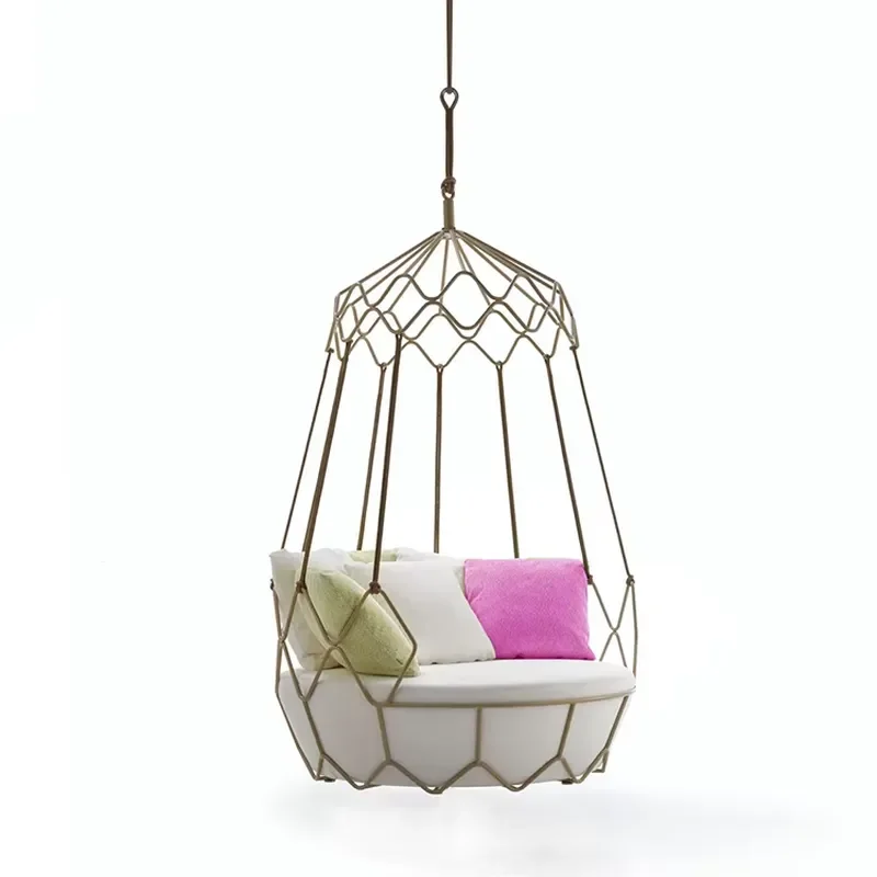 

Villa Hotel Outdoor Modern Design Matel and Weaving Rope Swing Chair in Garden
