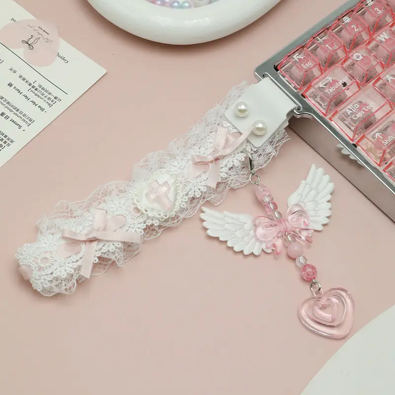 Customized Keyboard Ribbon Made68 Keyboard Decoration White Lace Wooting Ace Madcatz Magnetic Axis Keyboard Decoration Girl Gift