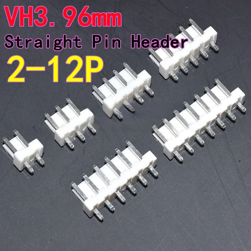 20PCS VH 3.96mm Straight Pin Header 2p 3p 4p 5p 6p 8p 10p 12P Straight Pin 180-Degree Socket Connector