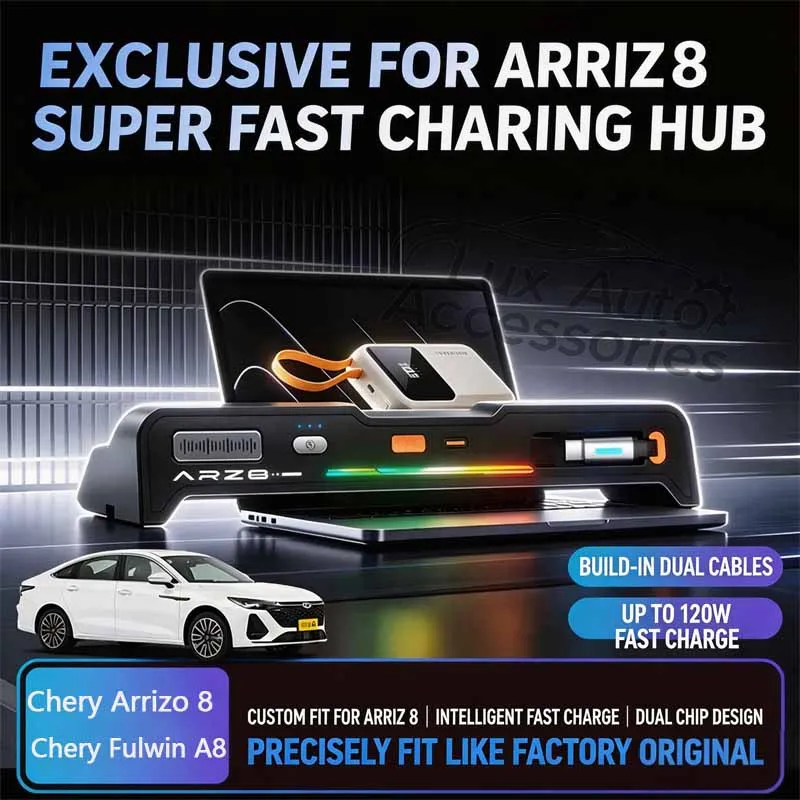 For Chery Arrizo 8 & Fulwin A8 Cigarette Lighter Aroma Hub Car Fast Charger Retractable Cable Modification Accessories