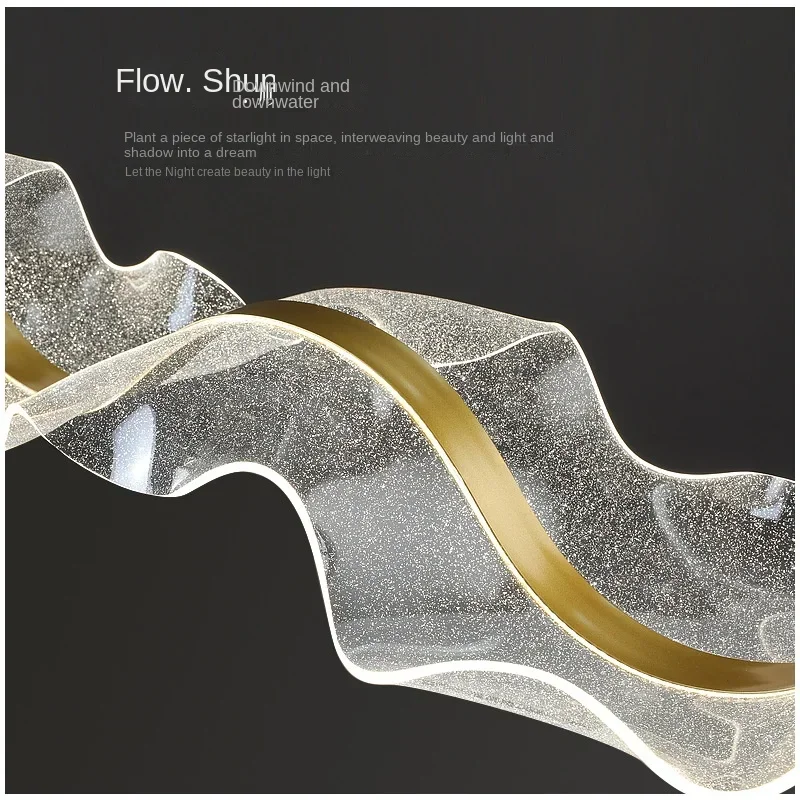 Nordic Designer Wave Led  Terrace Creative Starry Sky Ribbon Restaurant Bar Pendant Store Room Hotel Indoor Lighting Fixtures