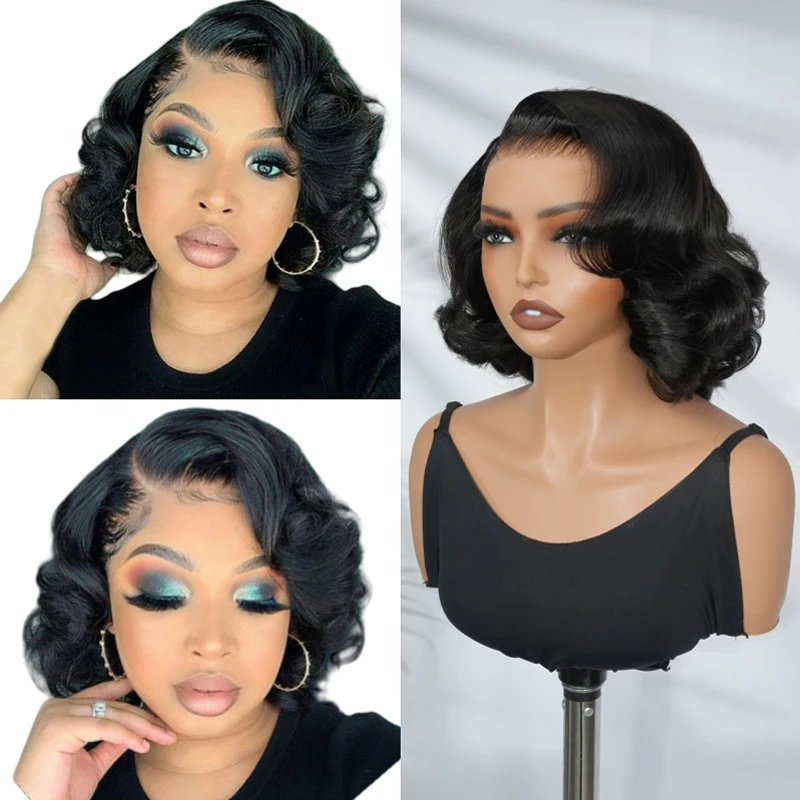 

Alipearl Hair Loose Body Pre Cut Lace Side Part Bob Wig 5x7 Glueless Prestyled 3D Wig Cap Human Hair Ready To Go Wig180% Density