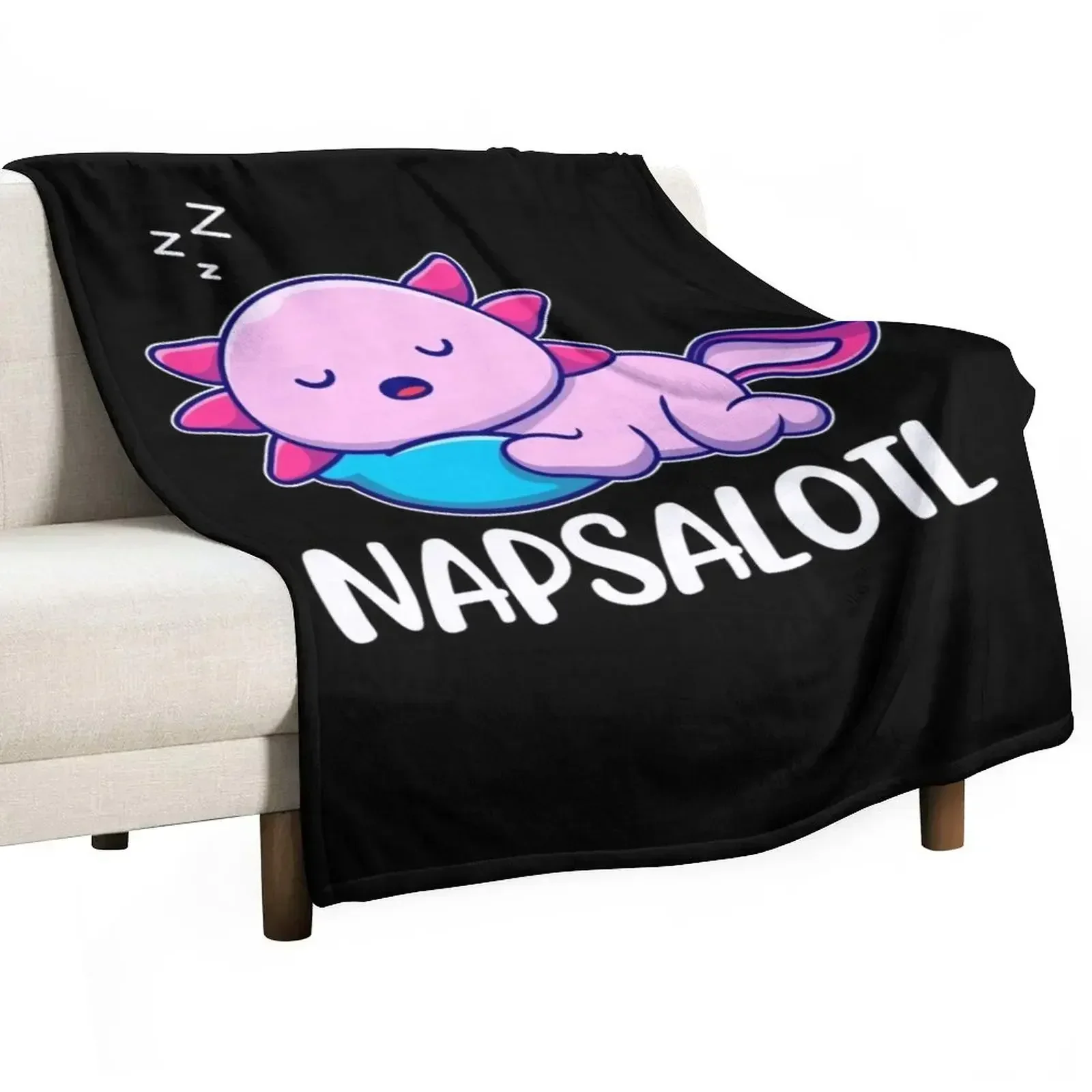 

Napsalotl Funny Cute Axolotl Reading Book Throw Blanket Decorative Sofa Stuffeds Blankets