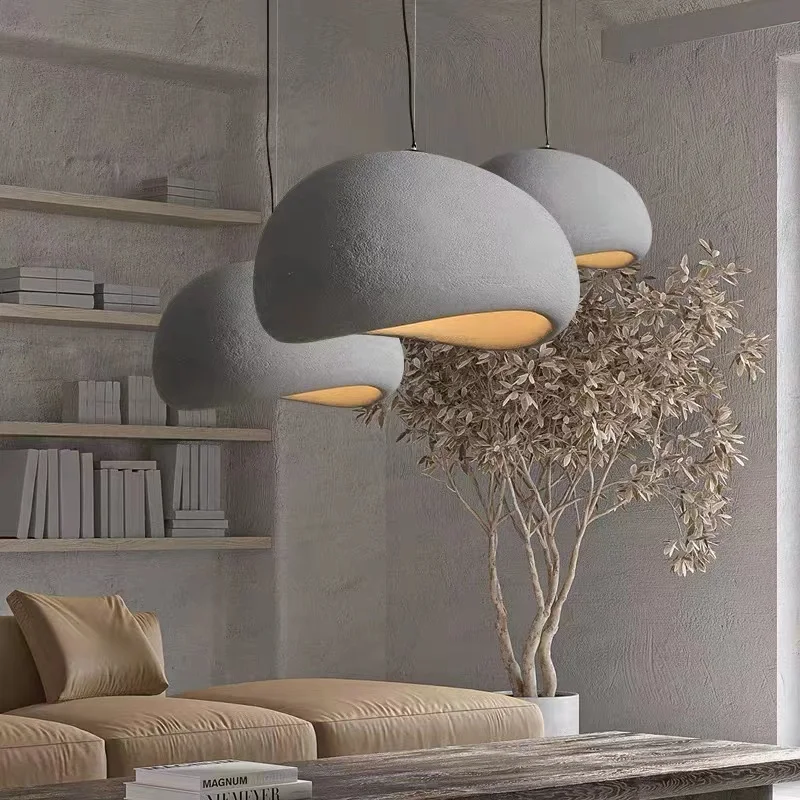 Nordic Wabi Sabi E27 Led Chandelier Modern Luminarias Led Pendant Lights Lustre Dining Room Bar Suspend Lamp Hang Light Fixture