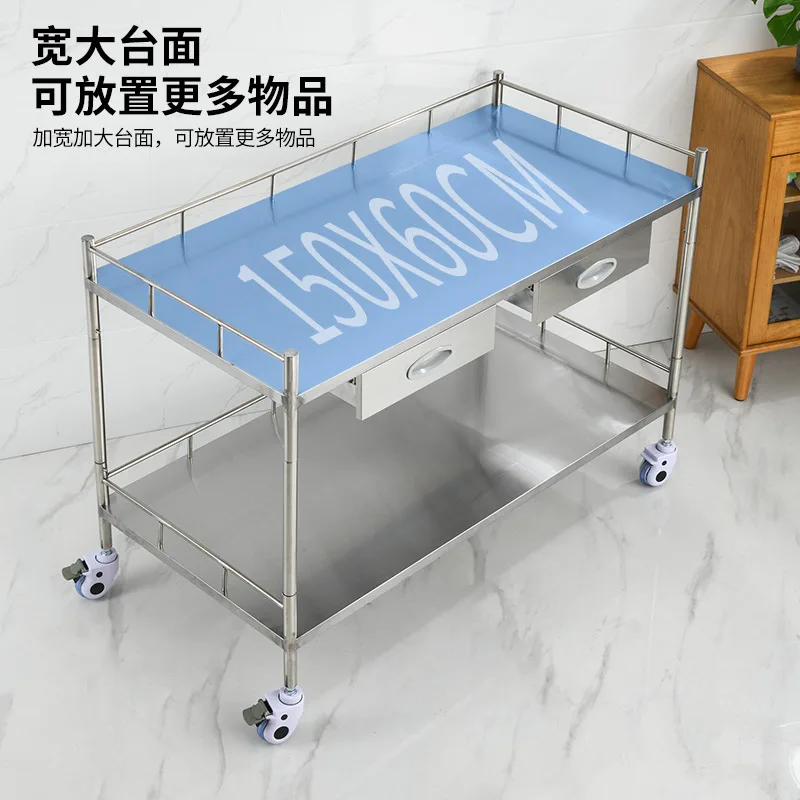 Stainless Steel Cart Hospital Beauty Salon Trolley Disposal Table Assembly Instrument Cart