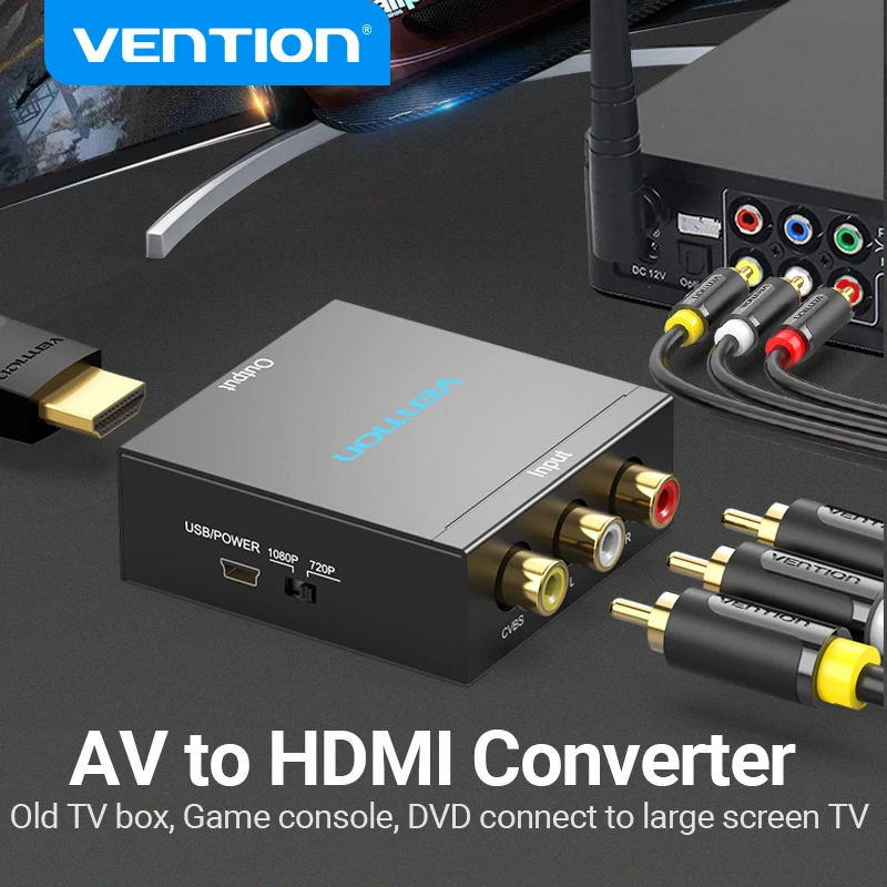 Vention AV TO HDMI Adapter HDTV 1080P Video Composite Converter AV2HDMI RCA To HDTV CVSB L R Video Scaler Converter Box