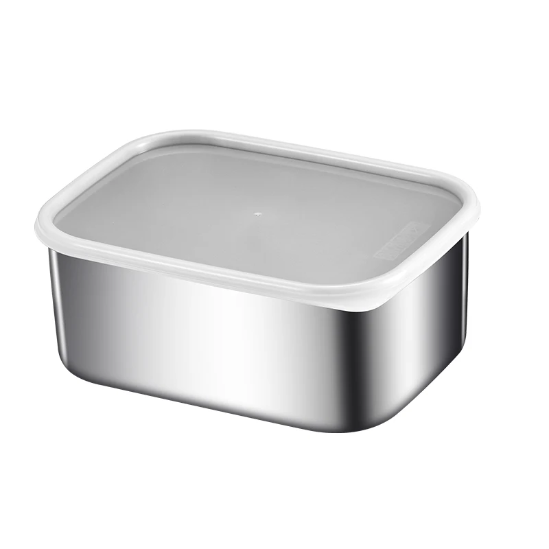 Wholesale thickening Stainless  304 Lunch Bento  with White PE Lid Leakproof Food container for Food Packing kids school