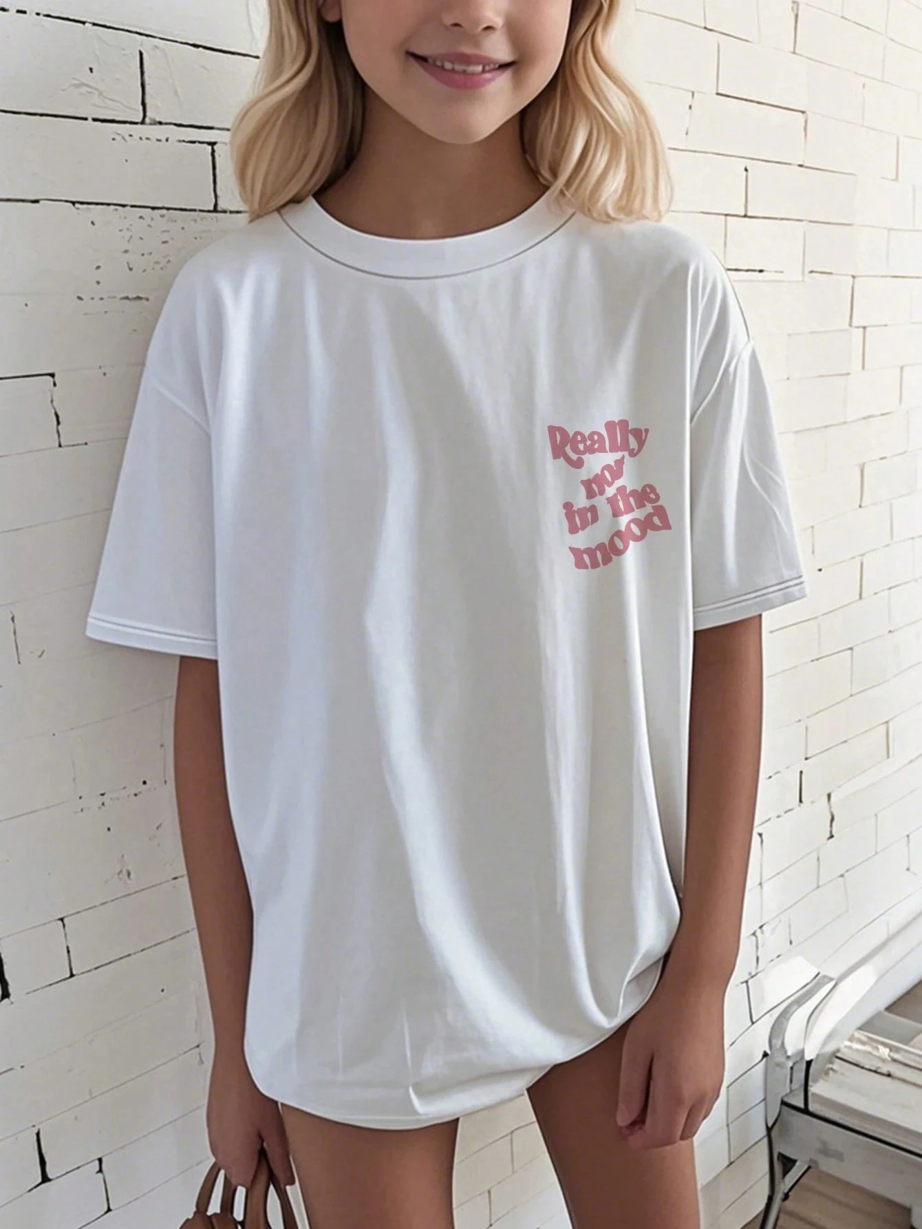 Summer casual letter print pattern round neck short sleeve T-shirt simple fashion clothing suitable for girls summer girls