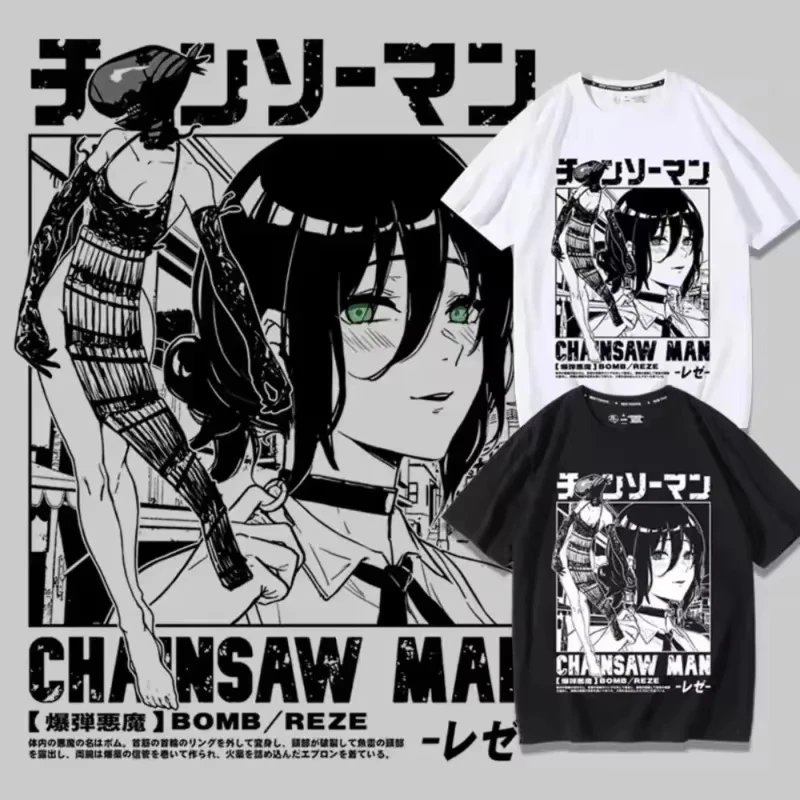 

2025 Winter And Autumn Full Time Popular Chainsaw Man Leisa Anime Clothes Streetwear Graphic Oversized T Shirts Unisex Tops Tees