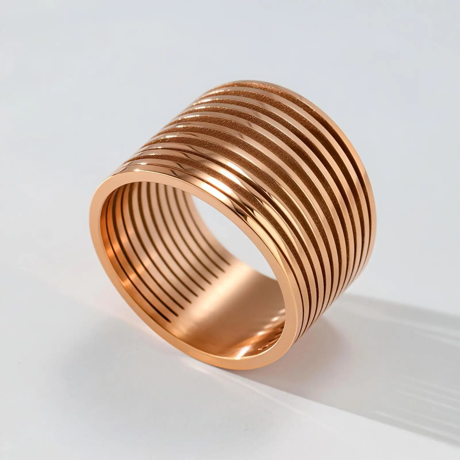 Light Luxury Braided Titanium Steel Ring Hollow Striped Statement Ring Women Exaggerated Index Finger Party Jewelry Gift