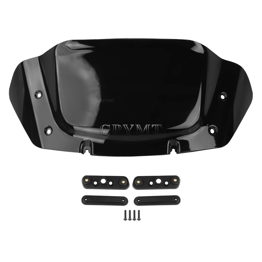 

Fit For Harley Street Glide FLHX/I CVO FLHXSE 23 24+ Moto Front Upper Fairing Windshield 10" Wind Splitter Deflector Windscreen