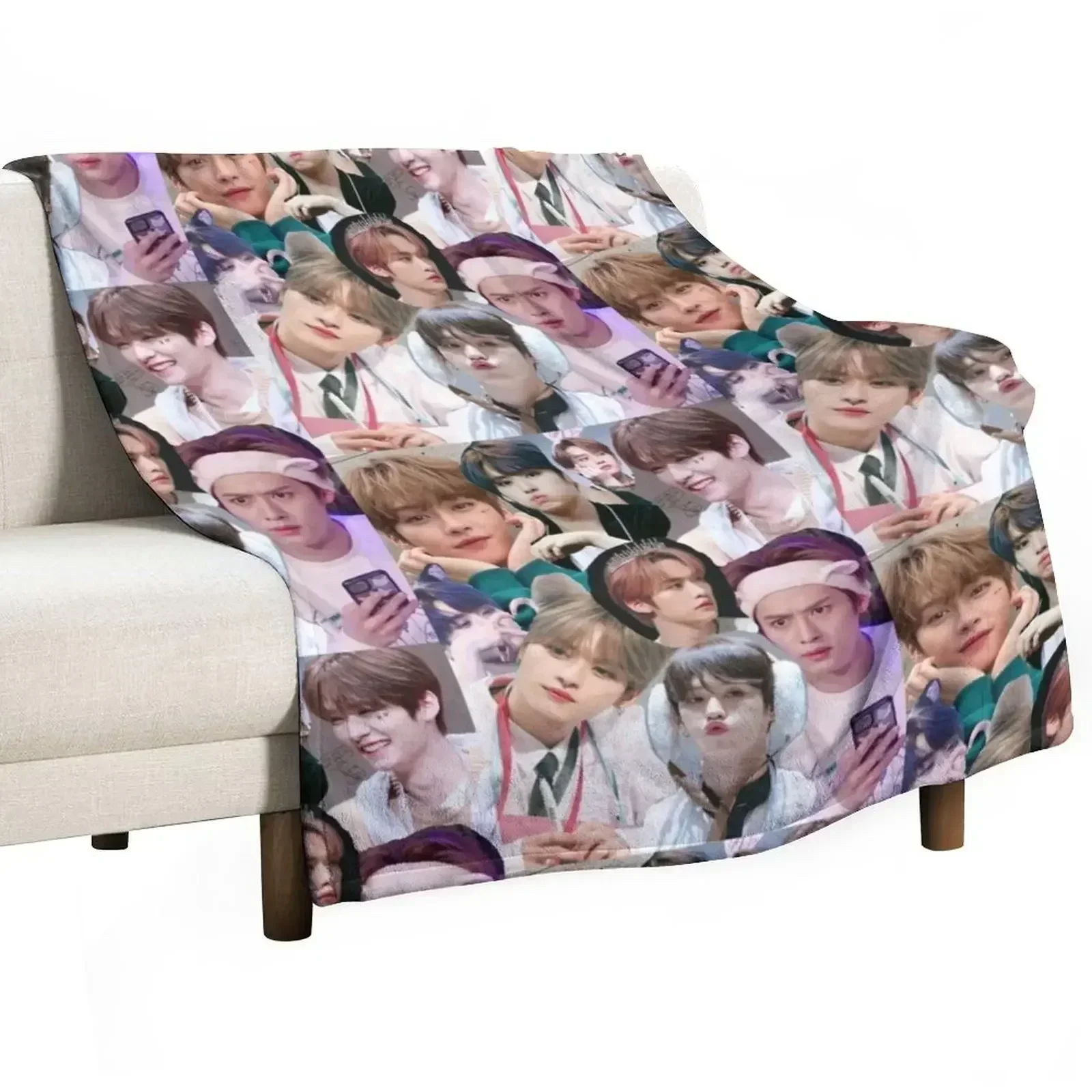 

Lee Know Collage Throw Blanket Furrys Hair Blankets For Sofas wednesday Blankets