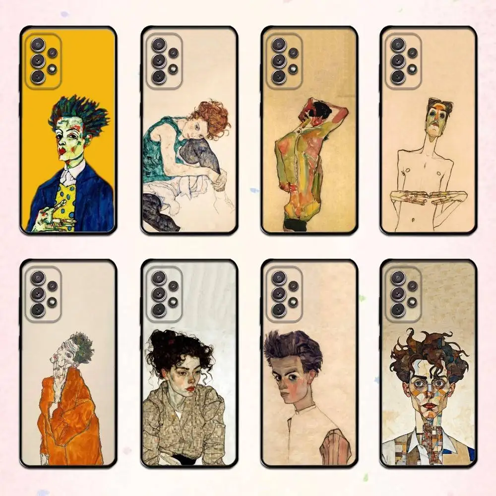 

Чехол для телефона с изображением художника Э. Э. Гона Шиле для Samsung S 25,24,23,22,30,21,10,9,Ultra,Plus,Lite,FE,4,5 G, мягкий черный чехол