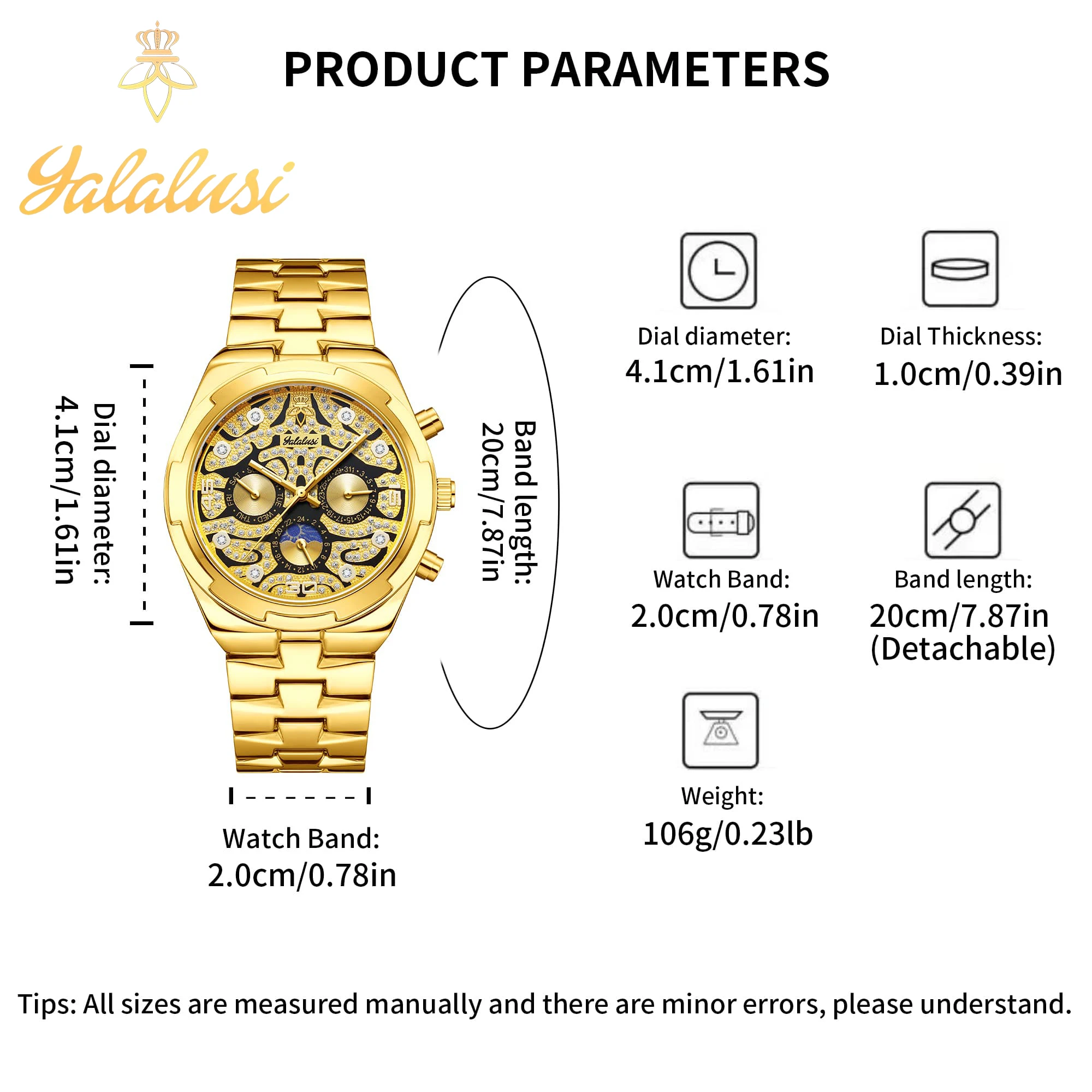 ساعات كوارتز مخصصة للزوجين من YaLaLuSi ساعات زوجين فاخرة مطلية بالذهب وتغليف صندوق هدايا أنيق