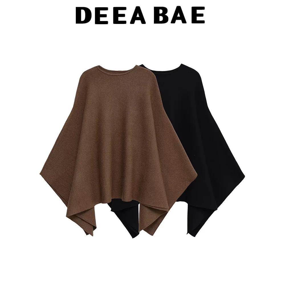 

DEEABAE Осенняя новая женская одежда 2025 года, модная асимметричная вязаная накидка в европейском и американском стиле