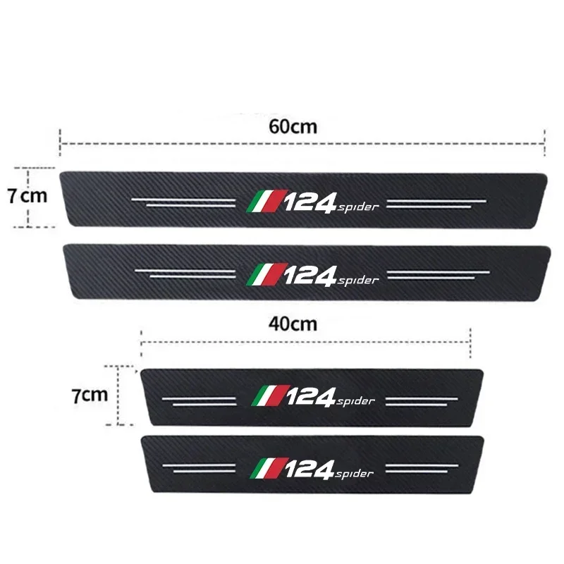 Carbon Fiber for Fiat 124 Spider Logo Car Threshold Strip Waterproof Protect Film Trunk Door Sill Anti Kick Sticker Interior