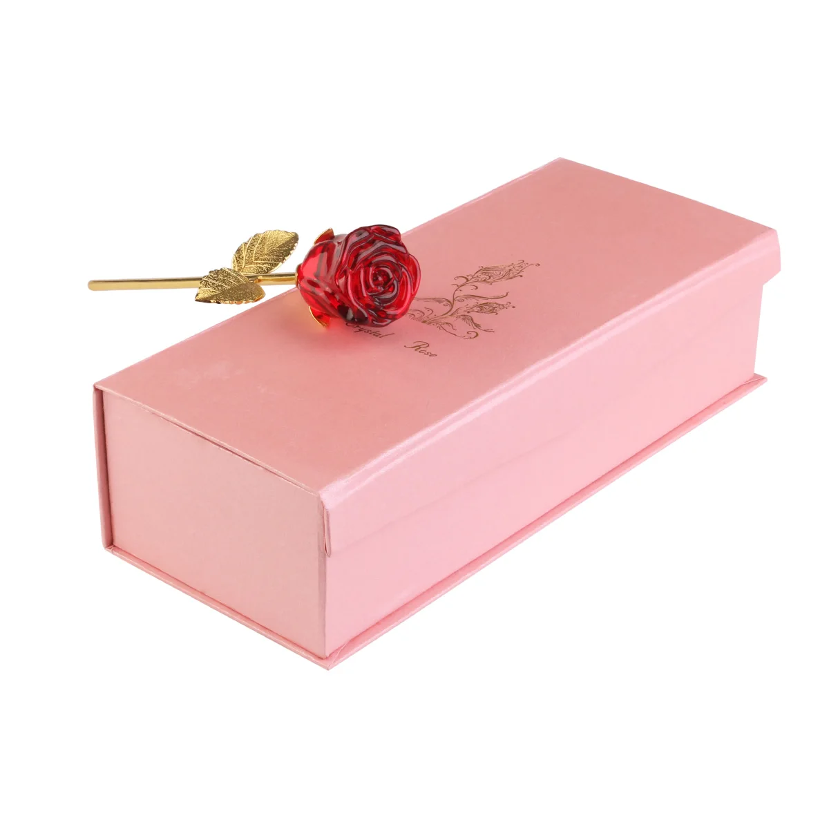 

Blue Long Stem Crystal Rose Crystal Gold-plated Alloy 24cm Romantic WeddingDecoration Valentine Tanabata Gift Never Wither