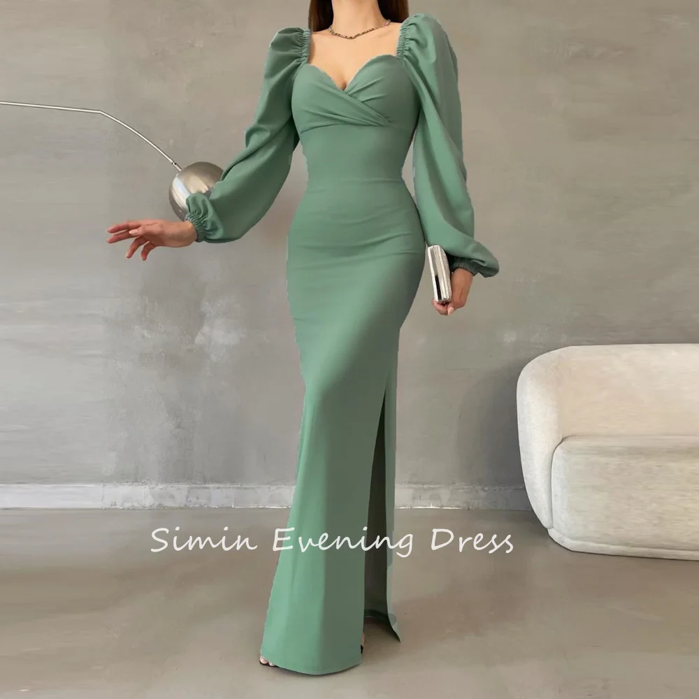 

Simin فستانس Customized Ruched Sweetheart Neckline Straight Saudi Prom Gown With Split Evening Party dresses for women 2024