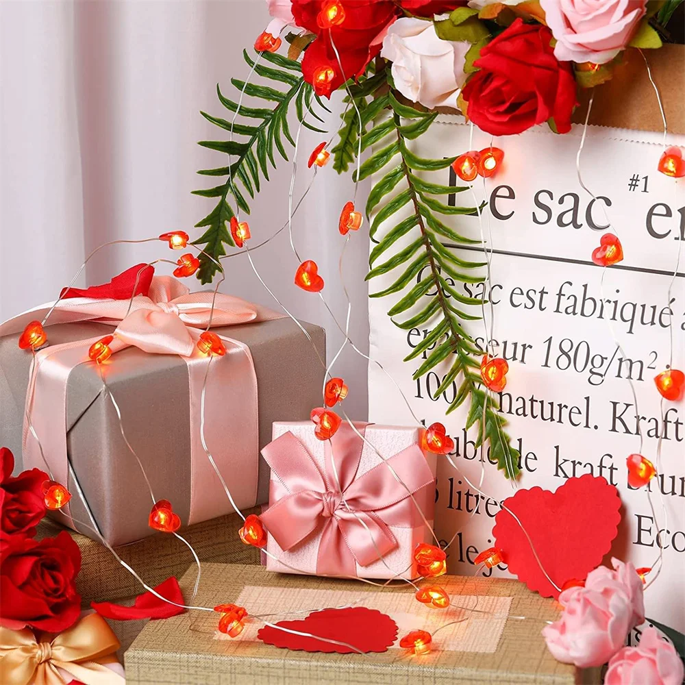 3M 30 Led Valentines Rode Hartvormige Night Lights String Led Licht Liefde Decor Light Remote Holiday Party Fairy bruiloft Verlichting