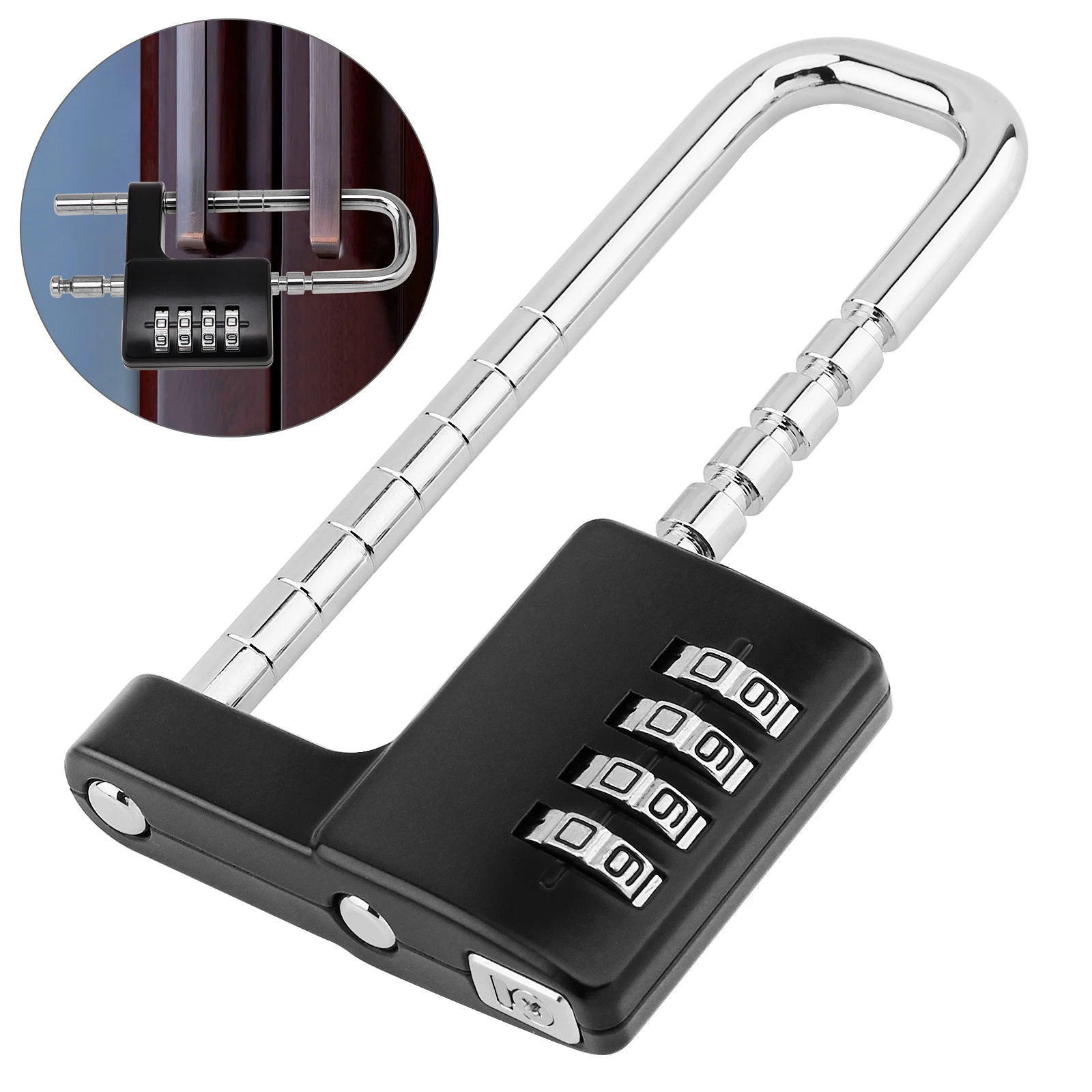 

4 Digit Combination Padlock Adjustable Shackle Lock Cabinet Lock for Sports Lockers /Fence Gate,Stainless Steel Locker Lock Code