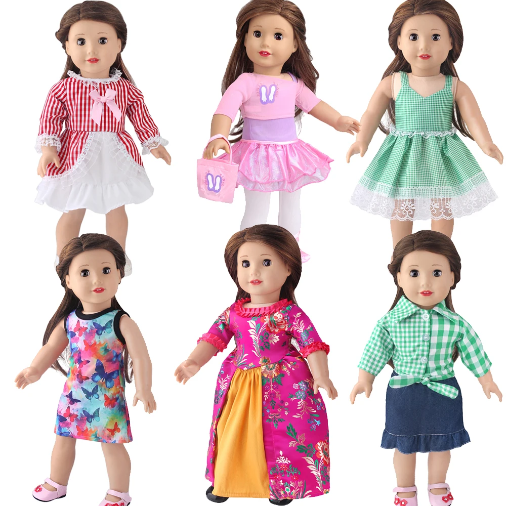 Doll Clothes Accessories Fashion Plaid shirts, skirts, dresses for 43cm New Born dolls and American Doll Toys Gifts