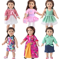 Doll Clothes Accessories Fashion Plaid shirts, skirts, dresses for 43cm New Born dolls and American Doll Toys Gifts